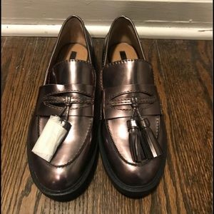Tahari chrome loafers